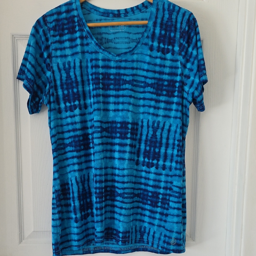 Be Inspired Tie Dye Blue Loose Fit Short Sleeve T-Shirt Plus Size 0